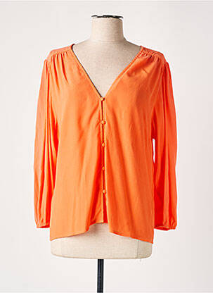 Chemisier tissage crêpe manches longues orange ZILCH femme