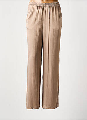 Pantalon large coupe fluide taille haute beige YAYA femme