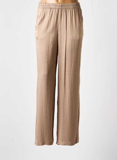 Pantalon large coupe fluide taille haute beige YAYA femme