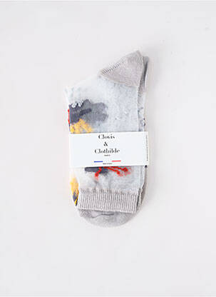 Chaussettes imprimé fantaisie gris CLOVIS & CLOTHILDE femme