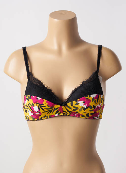 Soutien-gorge effet matière satinée haut soutien-gorge moulé jaune STEFFY femme