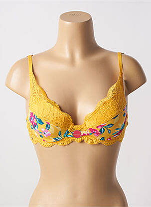 Soutien-gorge effet matière satinée haut soutien-gorge moulé jaune MORGAN femme