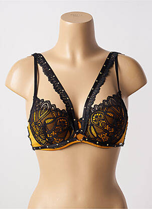 Soutien-gorge effet matière satinée haut soutien-gorge moulé noir STEFFY femme