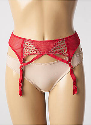 Guêpière/porte-jarretelle effet matière satinée rouge VALEGE femme