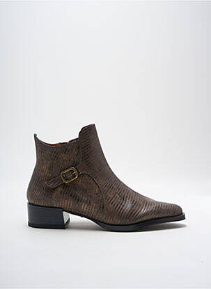 Bottines/boots tissage satiné talon plat jusqu'à 3cm marron DANSI femme