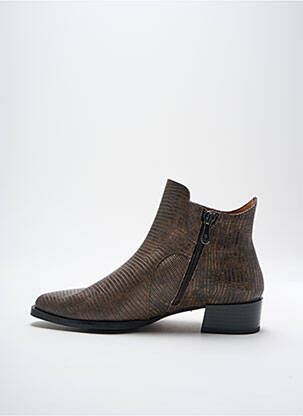 Bottines/boots tissage satiné talon plat jusqu'à 3cm marron DANSI femme