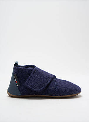 Chaussons/pantoufles fermeture scratch bout rond bleu HAFLINGER garcon