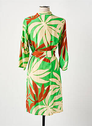 Robe mi-longue coupe fluide manches 3/4 vert MARIA BELLENTANI femme