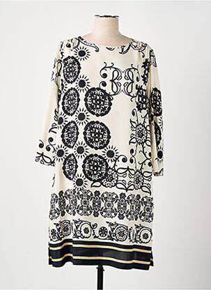 Robe mi-longue coupe fluide manches 3/4 beige MARIA BELLENTANI femme