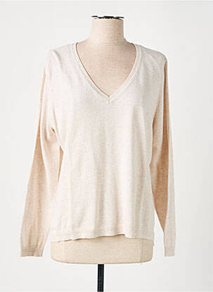 Pull tissage chiné manches longues beige YERSE femme