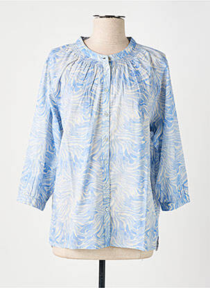 Chemisier coupe fluide manches 3/4 bleu YERSE femme