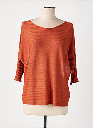 Pull col bateau manches 3/4 orange MARIA BELLENTANI femme