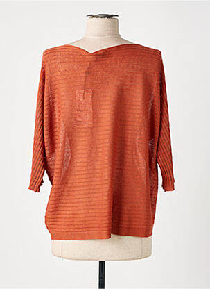 Pull col bateau manches 3/4 orange MARIA BELLENTANI femme