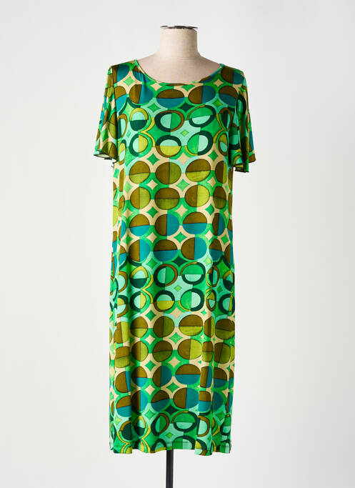 Robe mi-longue coupe fluide manches courtes vert MARIA BELLENTANI femme