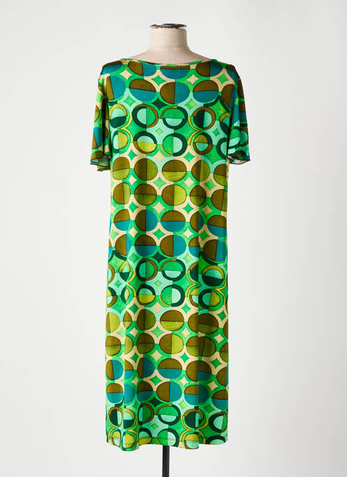 Robe mi-longue coupe fluide manches courtes vert MARIA BELLENTANI femme