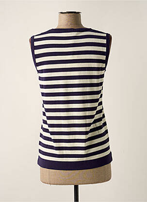 Pull col rond sans manche bleu MARIA BELLENTANI femme