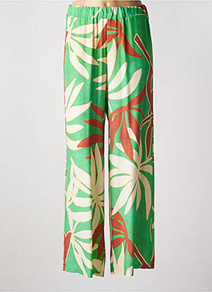 Pantalon large tissage crêpe taille haute vert MARIA BELLENTANI femme