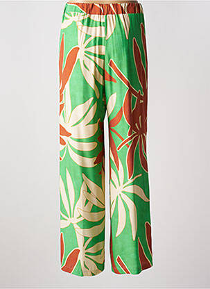 Pantalon large tissage crêpe taille haute vert MARIA BELLENTANI femme