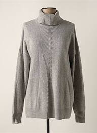 Pull col roulé tissage côtelé manches longues gris CECIL femme