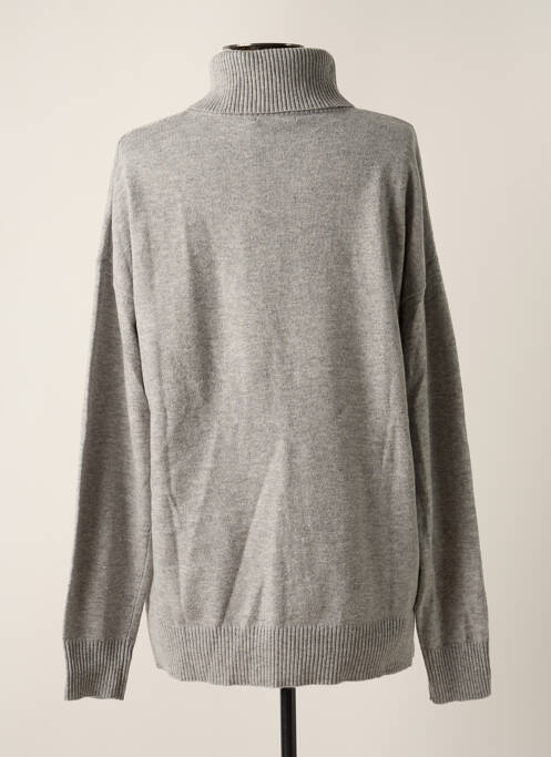 Pull col roulé tissage côtelé manches longues gris CECIL femme