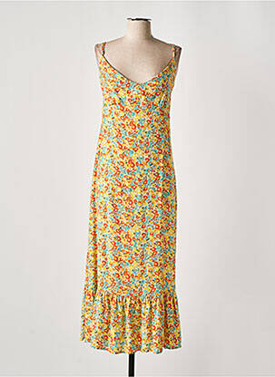 Robe longue imprimé fleurs fines bretelles jaune TIFFOSI femme