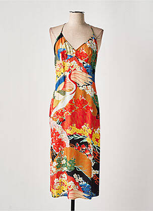 Robe mi-longue coupe fluide fines bretelles rouge SUPERDRY femme