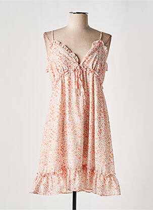 Robe mi-longue imprimé fleurs fines bretelles orange MOLLY BRACKEN femme