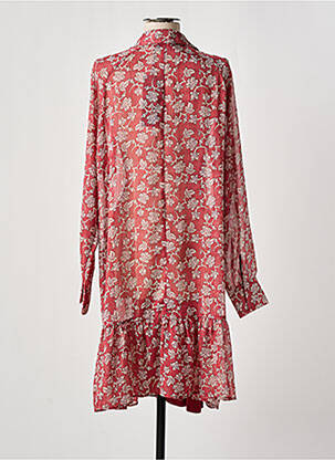 Robe mi-longue imprimé fleurs manches longues rouge YEST femme
