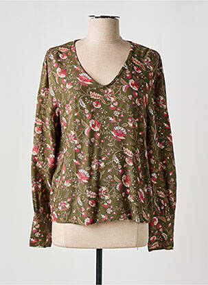 Blouse imprimé fleurs manches longues vert ONLY femme