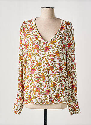 Blouse imprimé fleurs manches longues blanc ONLY femme