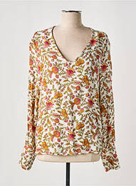 Blouse imprimé fleurs manches longues blanc ONLY femme