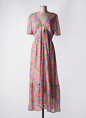 Robe longue manches courtes manches courtes orange RUE DES ABBESSES femme