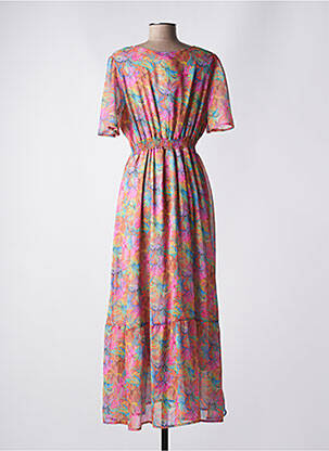 Robe longue manches courtes manches courtes orange RUE DES ABBESSES femme