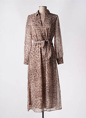 Robe longue manches longues manches longues marron GRACE & MILA femme