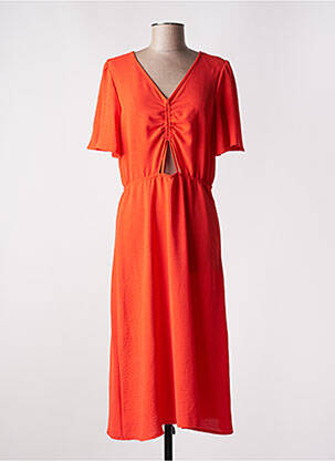 Robe longue manches courtes manches courtes orange EMA BLUE'S femme