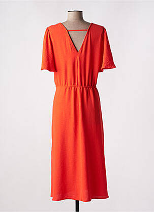 Robe longue manches courtes manches courtes orange EMA BLUE'S femme