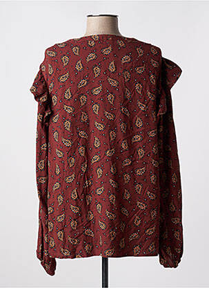 Blouse tissage popeline manches longues marron AN' GE femme