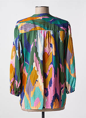 Blouse tissage popeline manches 3/4 vert EMA BLUE'S femme