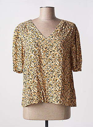 Blouse tissage popeline manches courtes beige GRACE & MILA femme
