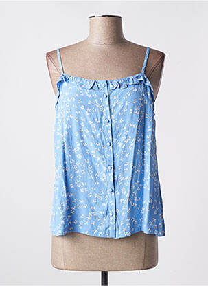 Chemisier tissage crêpe fines bretelles bleu GRACE femme