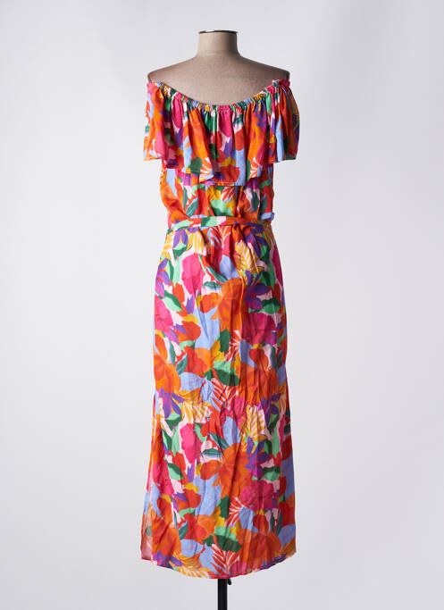 Robe longue imprimé fantaisie manches courtes orange EMA BLUE'S femme