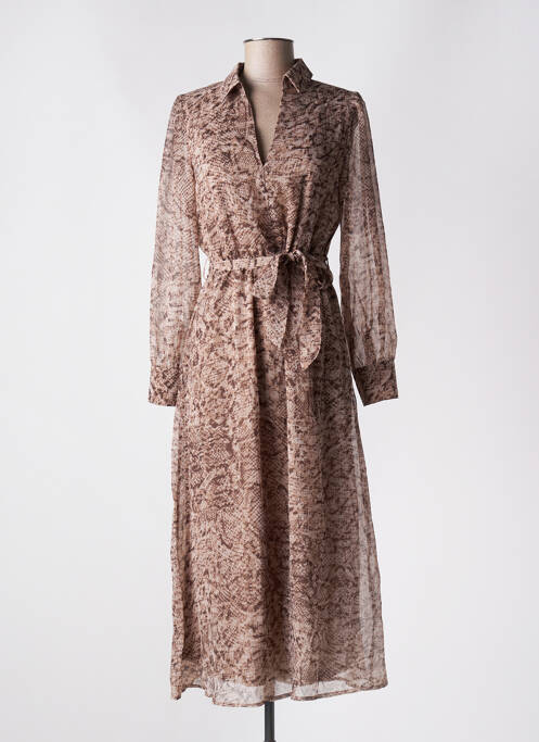 Robe longue manches longues manches longues marron GRACE & MILA femme