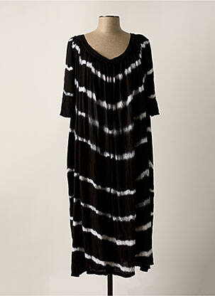 Robe mi-longue manches courtes manches courtes noir JANIS & JOHN femme