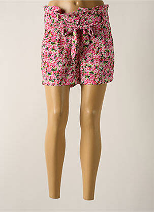 Short fermeture zippée sous rabat boutonné taille haute rose RUE DES ABBESSES femme