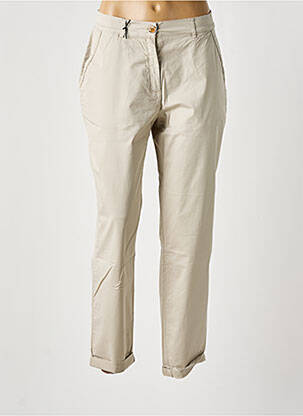 Pantalon 7/8 taille à pinces taille normale beige EAST DRIVE femme