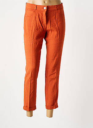 Pantalon 7/8 fermeture zippée sous rabat boutonné taille normale orange EAST DRIVE femme