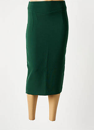 Jupe mi-longue taille à pinces vert COTTONADE femme