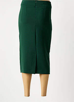 Jupe mi-longue taille à pinces vert COTTONADE femme
