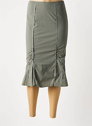 Jupe mi-longue coupe droite évasée sur le bas gris CHRISTINE LAURE femme