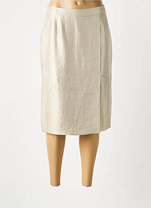 Jupe mi-longue taille à pinces beige CHRISTINE LAURE femme